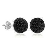 Boucles d'oreilles pour femme en argent et cristal noir
